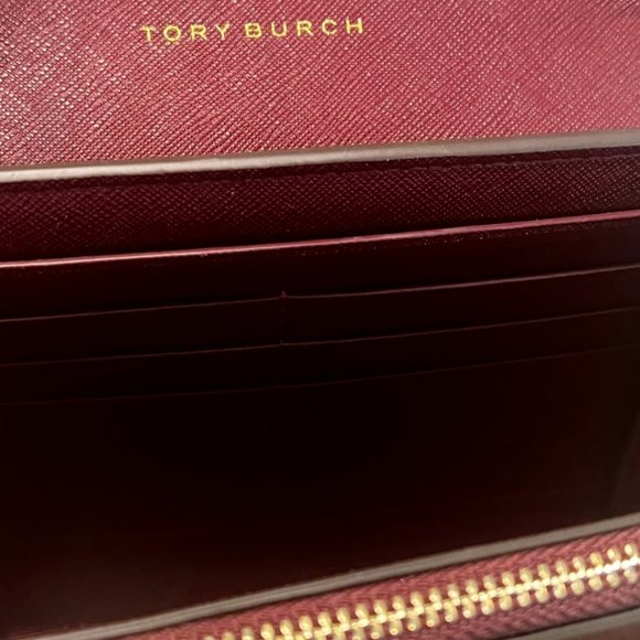 Tory Burch Emerson Chain Wallet Leather Cross Body Bag in Claret NWT - Picture 8 of 9
